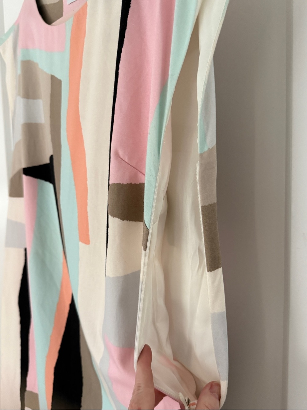Marimekko Nippu 2014 Cotton Shift Dress Pastel Abstract Print Cap Sleeve Size 8 - Picture 9 of 11